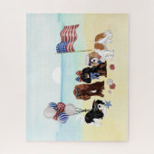 Patriotic Cavalier King Charles Spaniels Beach Legpuzzel (Verticaal)