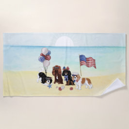 Patriotic Cavalier King Charles Spaniels Strandlaken