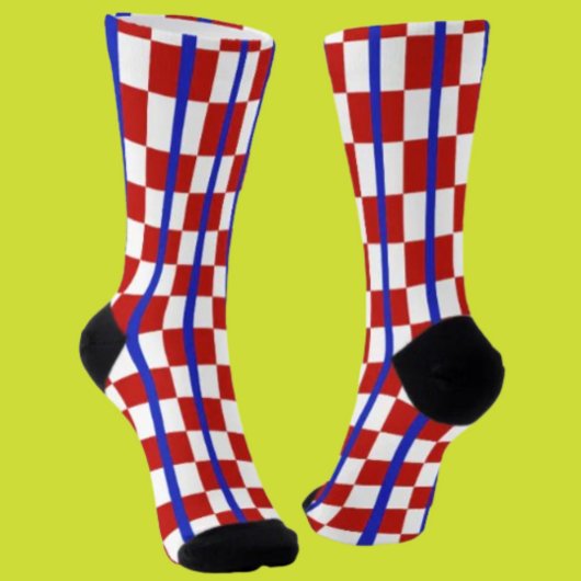 Patriotic Checker Stripe Crew Socks Sokken