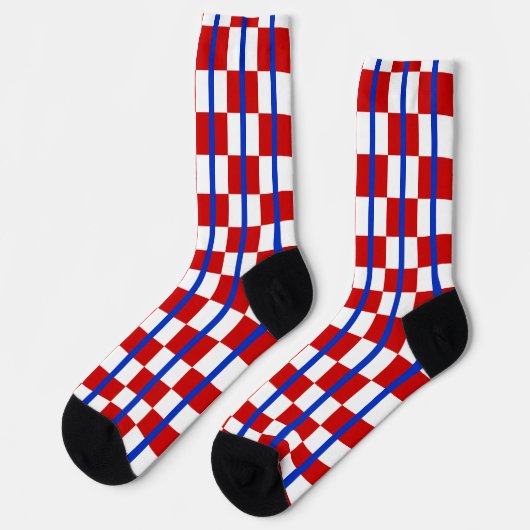Patriotic Checker Stripe Crew Socks Sokken (Links)