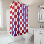 Patriotic Checker Stripe Shower Curtain Douchegordijn (In situ)