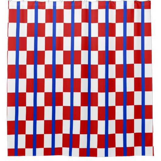 Patriotic Checker Stripe Shower Curtain Douchegordijn (Voorkant)