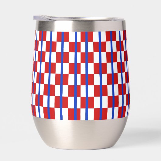 Patriotic Checker Stripe Stemless Wine Tumbler (Rechts)