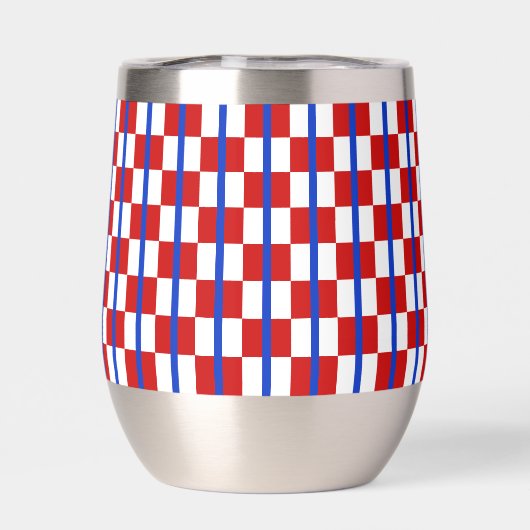 Patriotic Checker Stripe Stemless Wine Tumbler (Achterkant)