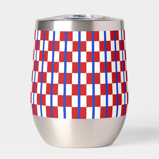 Patriotic Checker Stripe Stemless Wine Tumbler (Voorkant)