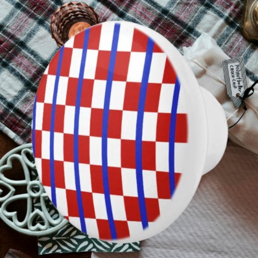 Patriotic Checkerboard Ceramic Knob Keramische Knop
