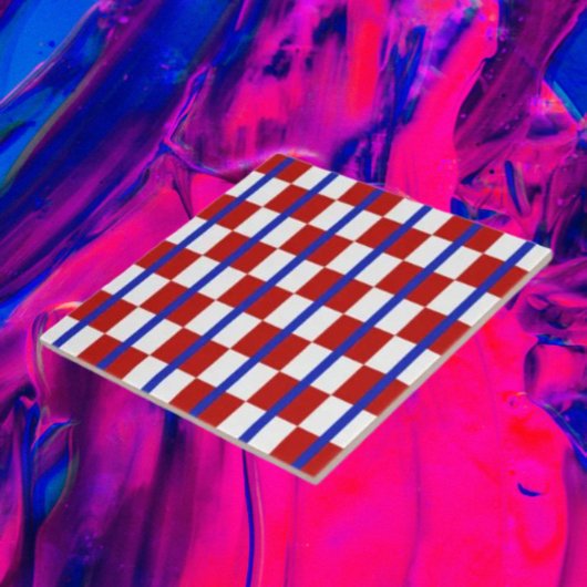 Patriotic Checkerboard Ceramic Tile Tegeltje