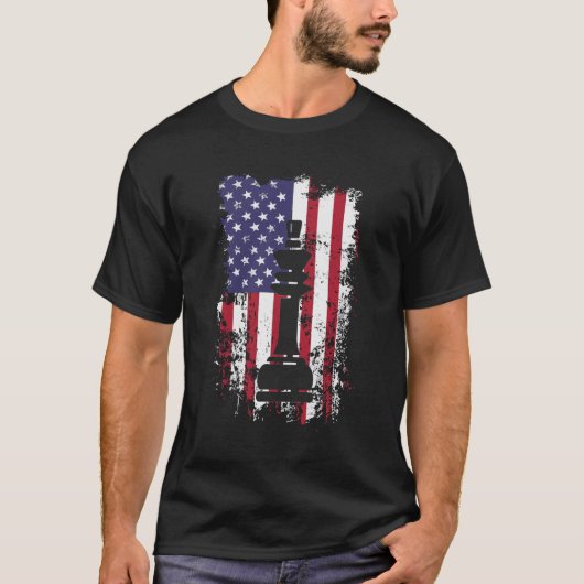 Patriotic Chess King American Flag T-shirt (Voorkant)