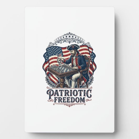 Patriotic Chess Player Vector Graphic Tee Fotoplaat (voorkant)