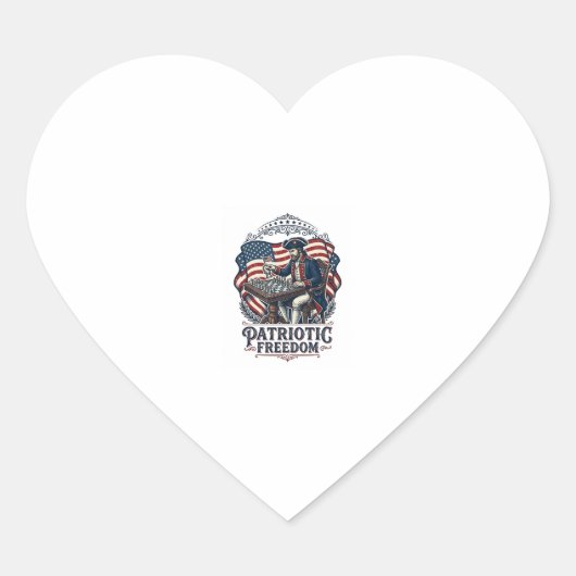 Patriotic Chess Player Vector Graphic Tee Hart Sticker (Voorkant)