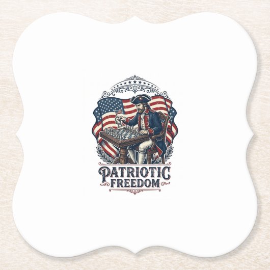 Patriotic Chess Player Vector Graphic Tee Kartonnen Onderzetters (Voorkant)