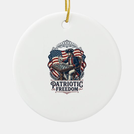 Patriotic Chess Player Vector Graphic Tee Keramisch Ornament (Voorkant)