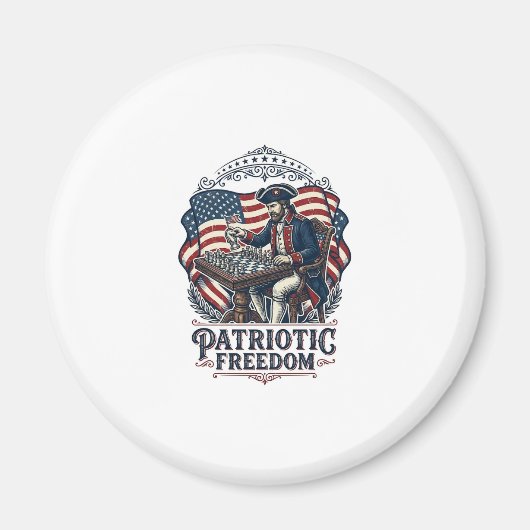 Patriotic Chess Player Vector Graphic Tee Magneet (Voorkant)