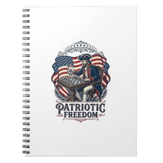 Patriotic Chess Player Vector Graphic Tee Notitieboek (Voorkant)