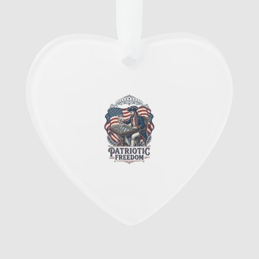 Patriotic Chess Player Vector Graphic Tee Ornament (voorkant)