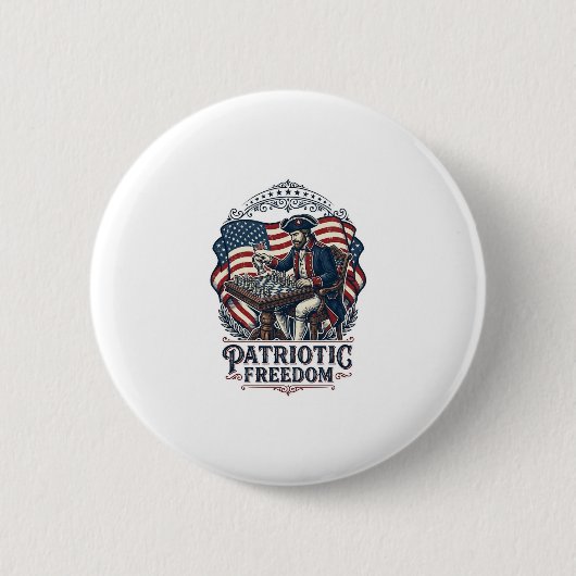 Patriotic Chess Player Vector Graphic Tee Ronde Button 5,7 Cm (Voorkant)