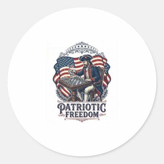 Patriotic Chess Player Vector Graphic Tee Ronde Sticker (Voorkant)