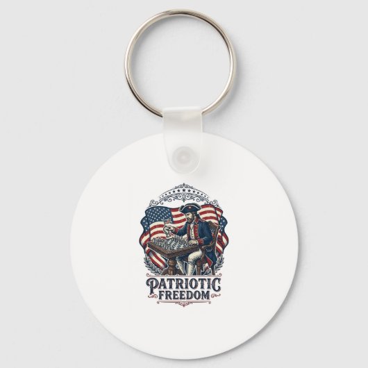 Patriotic Chess Player Vector Graphic Tee Sleutelhanger (Voorkant)