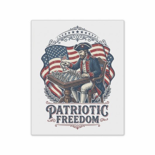 Patriotic Chess Player Vector Graphic Tee Sticker (Voorkant)