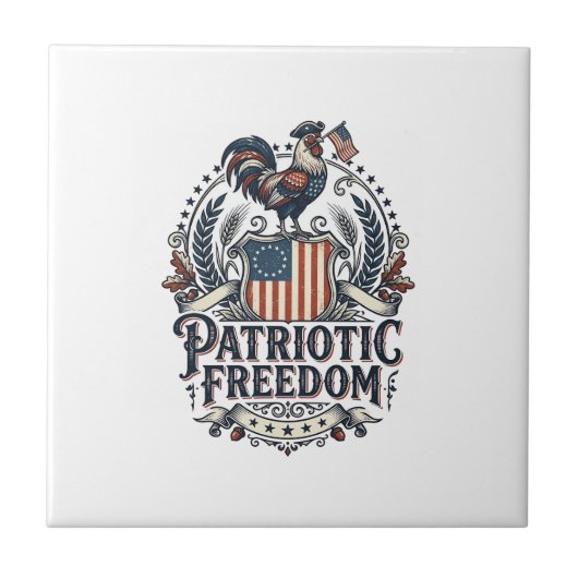 Patriotic Chicken Keeper Vector Graphic Tee_1 Tegeltje (Voorkant)