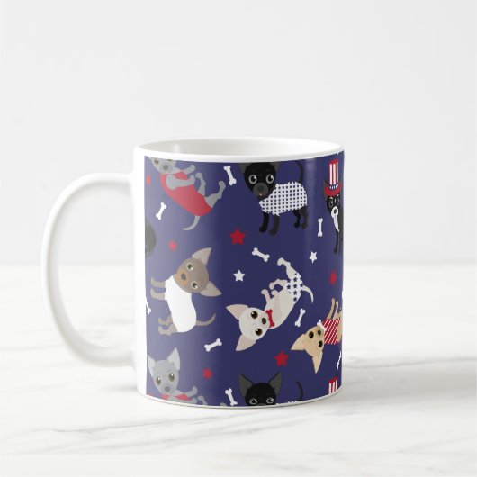 Patriotic Chihuahua Pattern Coffee Mok (Links)