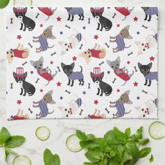 Patriotic Chihuahua Pattern Theedoek (Gevouwen)