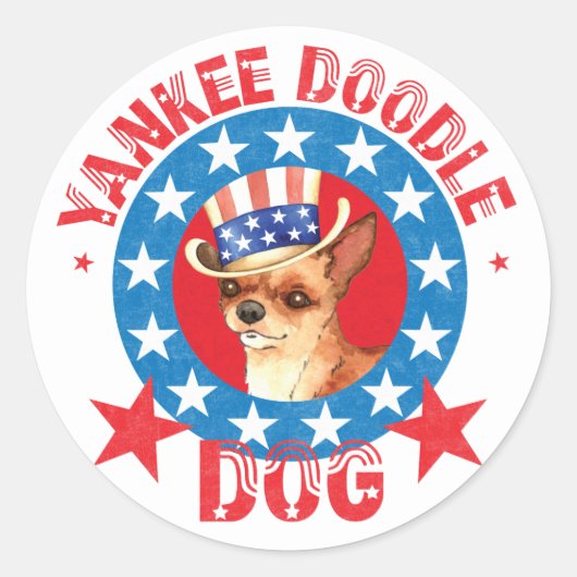 Patriotic Chihuahua Ronde Sticker (Voorkant)