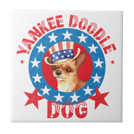 Patriotic Chihuahua Tegeltje (Voorkant)