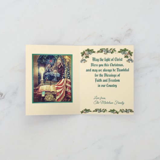 Patriotic Christian American Christmas Kaart (Binnen)