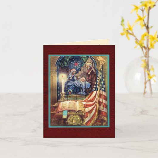 Patriotic Christian American Christmas Kaart (Gele Bloem)
