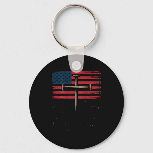 Patriotic Christian Faith Over Fear American Flag  Sleutelhanger (Voorkant)