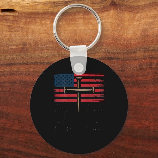 Patriotic Christian Faith Over Fear American Flag  Sleutelhanger (Voorkant)