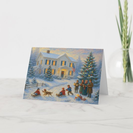 Patriotic Christmas Card Veteran Holiday Card  Kaart (Voorkant)