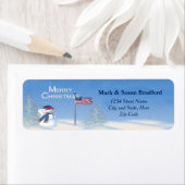 Patriotic Christmas Snowman - Retourlabel Etiket (Insitu)