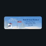 Patriotic Christmas Snowman - Retourlabel Etiket<br><div class="desc">Patriottische Christmas Snowman collectie heeft een gevoel van humor maar eert onze militairen en vrouwen tijdens de feestdagen</div>