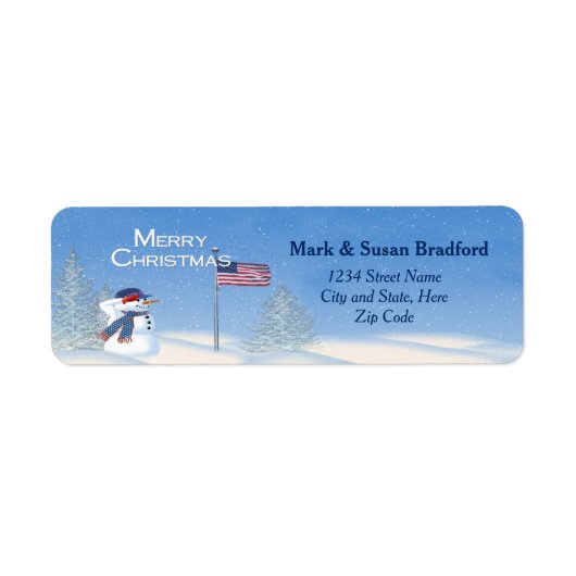 Patriotic Christmas Snowman - Retourlabel Etiket (Voorkant)