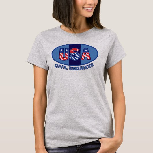 Patriotic Civil Engineer T-shirt (Voorkant)