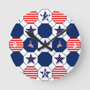 Patriotic Clock with Numbers Ronde Klok