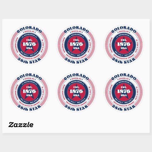 Patriotic Colorado Circle Design Sticker (Vel)