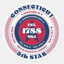 Patriotic Connecticut Circle Design Sticker