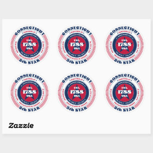 Patriotic Connecticut Circle Design Sticker