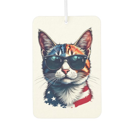 Patriotic Cool Cat met een zonnebril Luchtverfrisser (Voorkant)