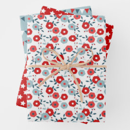 Patriotic Coordinating Print Wrapping Paper Sheets