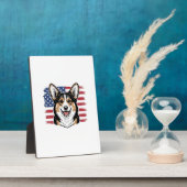Patriotic Corgi American Flag Vintage Vector Desig Fotoplaat (Zijkant)