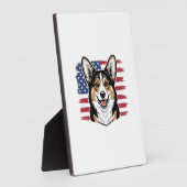 Patriotic Corgi American Flag Vintage Vector Desig Fotoplaat (Zijkant)