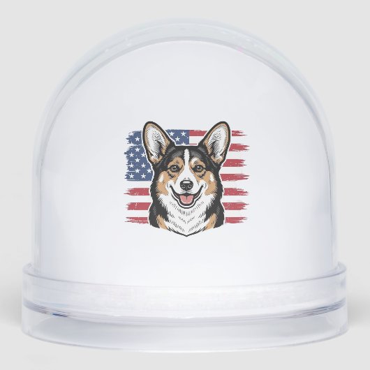 Patriotic Corgi American Flag Vintage Vector Desig Sneeuwbol (Voorkant)