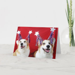 Patriotic Corgis Greeting Card & Envelopes Feestdagen Kaart