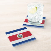 Patriotic Costa Rica Flag Glazen Onderzetter (Schuin)
