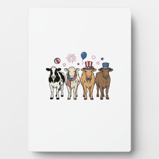 Patriotic Cow Lineup Vintage Vector Shirt Design_1 Fotoplaat (voorkant)