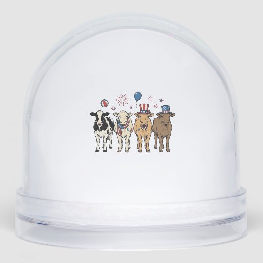 Patriotic Cow Lineup Vintage Vector Shirt Design_1 Sneeuwbol (Voorkant)